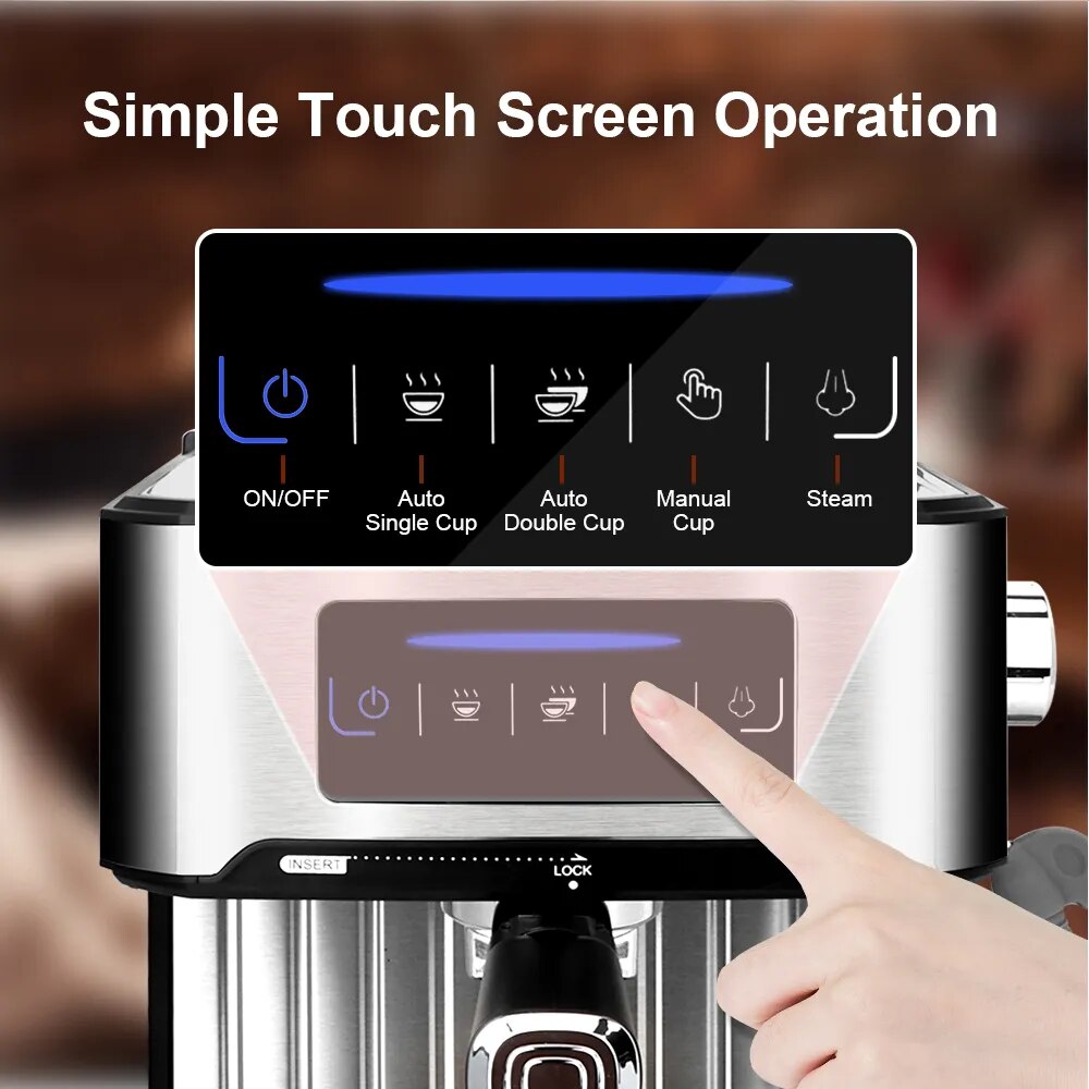 Máquina de café Espresso con molinillo de café, vaporizador de leche,  semiautomática, eléctrica, italiana, 20bar - AliExpress